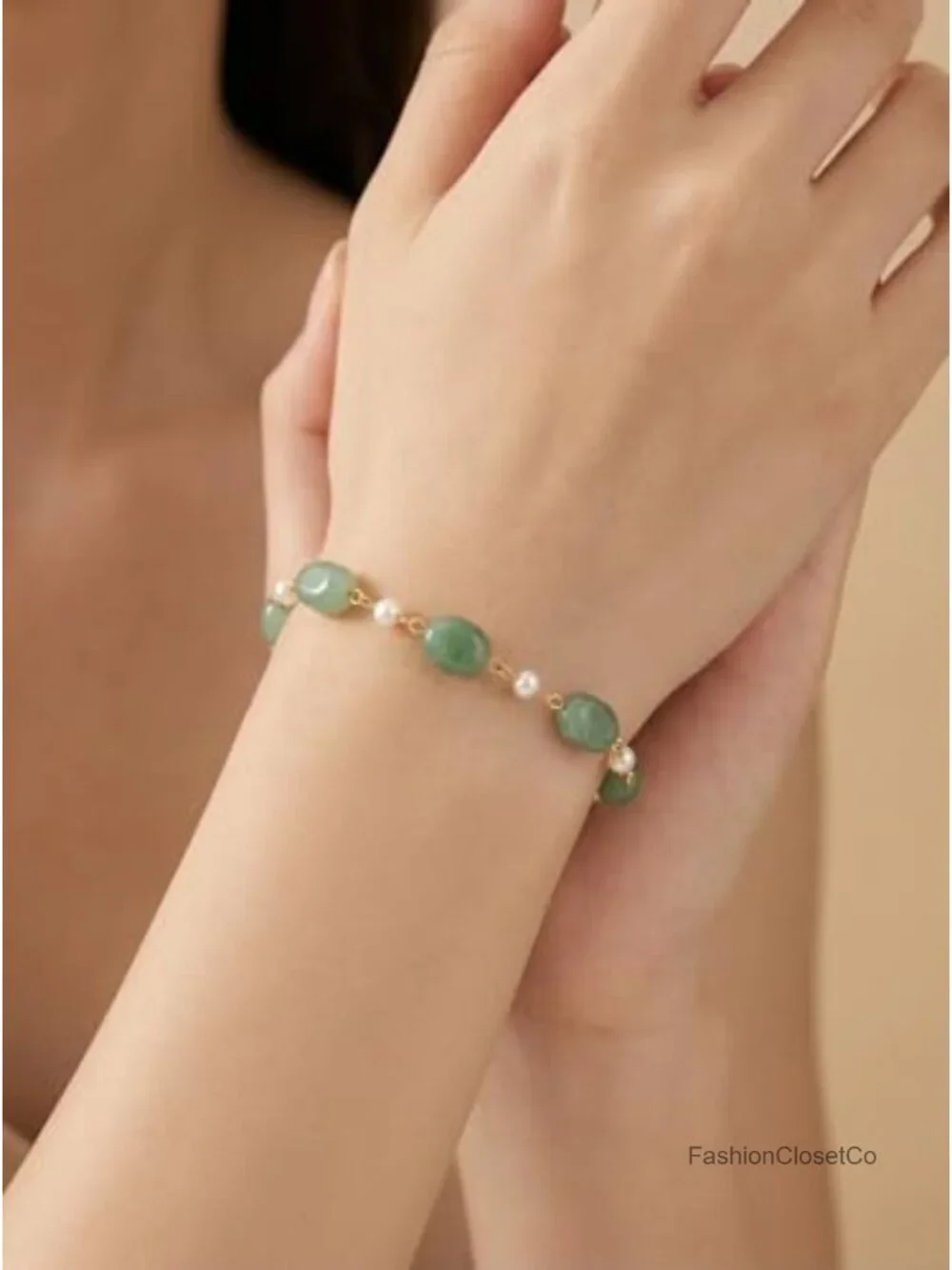 18K Gold Plated Pearl Beaded Bracelet, Adjustable Chain Stackable Bracelet,